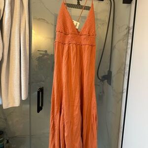Free People Orange Sleeveless Maxi Dress